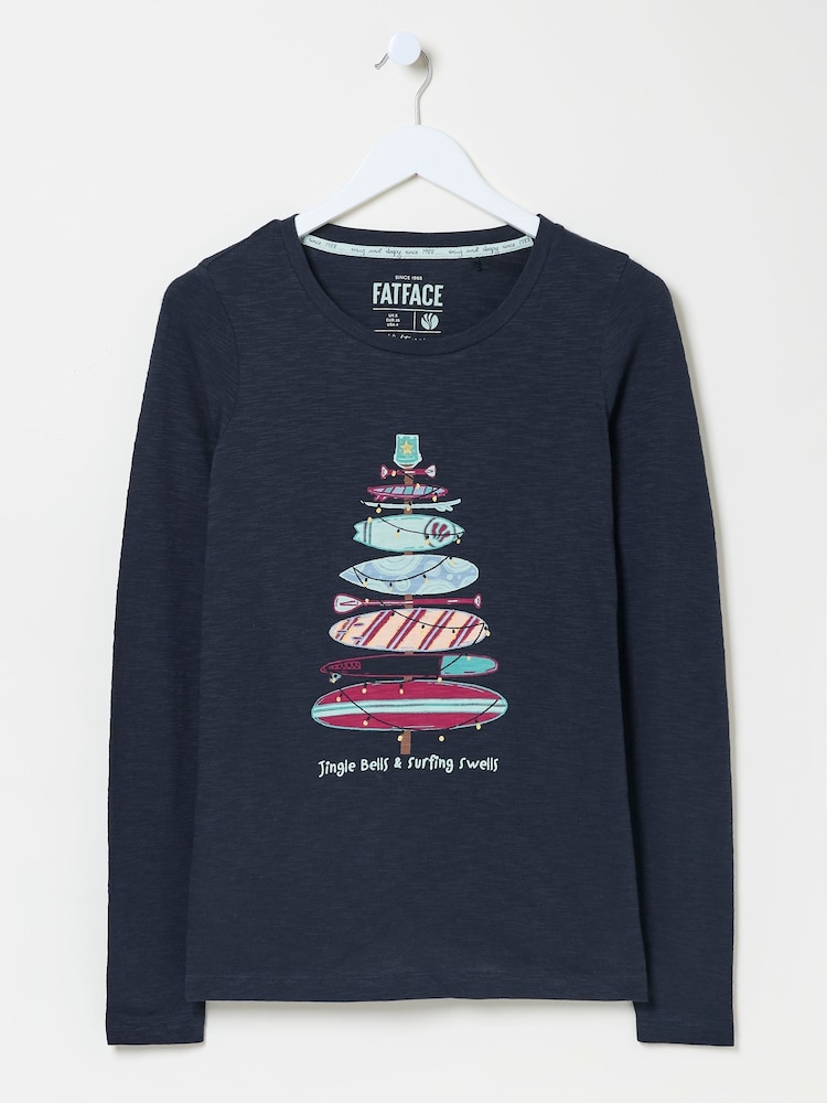 FatFace Surfboard Navy Pyjama Top - Image 4 of 4