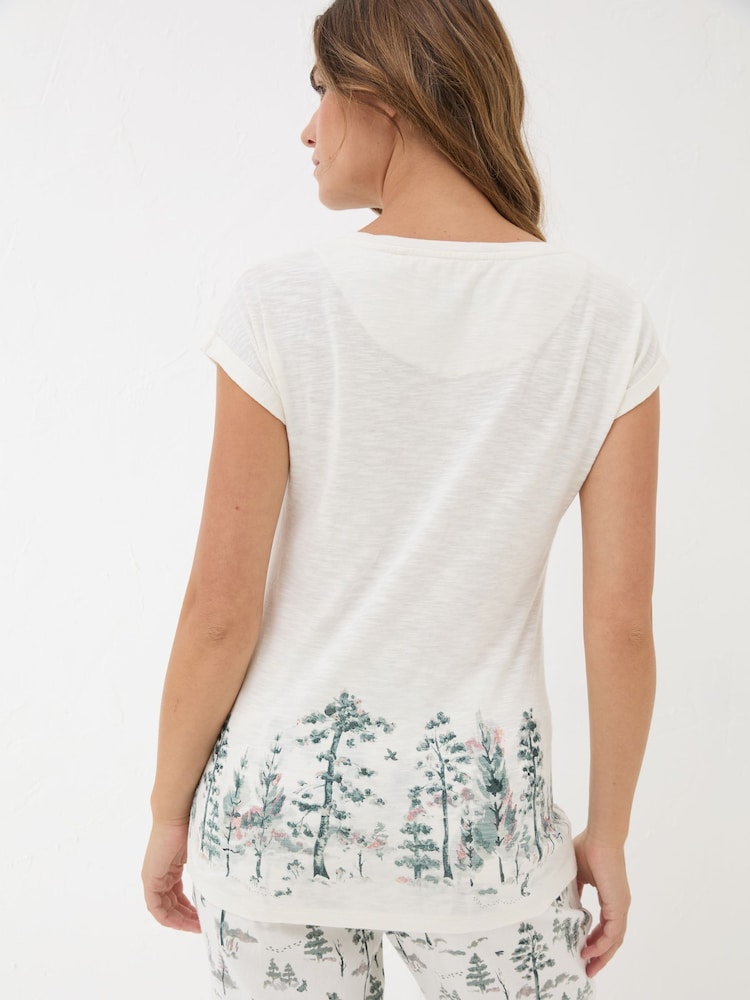 FatFace Ivory Christmas Trees Pyjama Top - Image 2 of 8