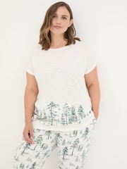 FatFace Ivory Christmas Trees Pyjama Top - Image 5 of 8