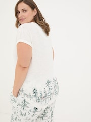 FatFace Ivory Christmas Trees Pyjama Top - Image 6 of 8