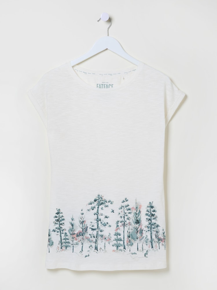 FatFace Ivory Christmas Trees Pyjama Top - Image 8 of 8