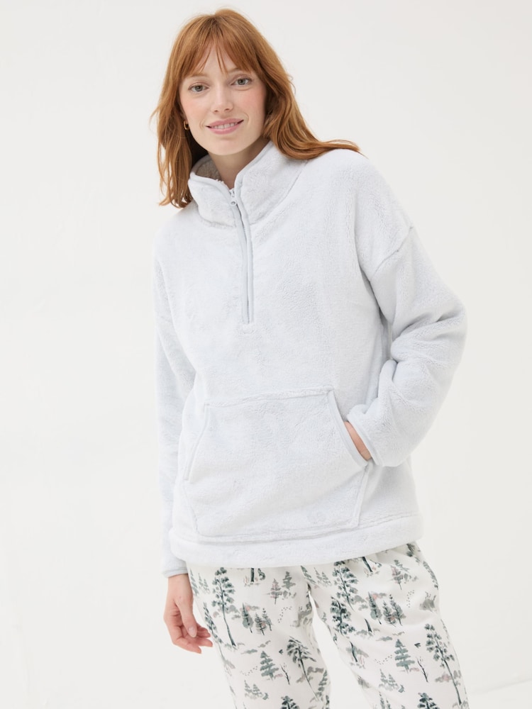 FatFace Christmas Snuggle Grey Half Zip Fleece - Image 1 of 5