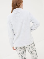 FatFace Christmas Snuggle Grey Half Zip Fleece - Image 2 of 5