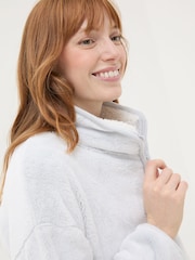 FatFace Christmas Snuggle Grey Half Zip Fleece - Image 4 of 5