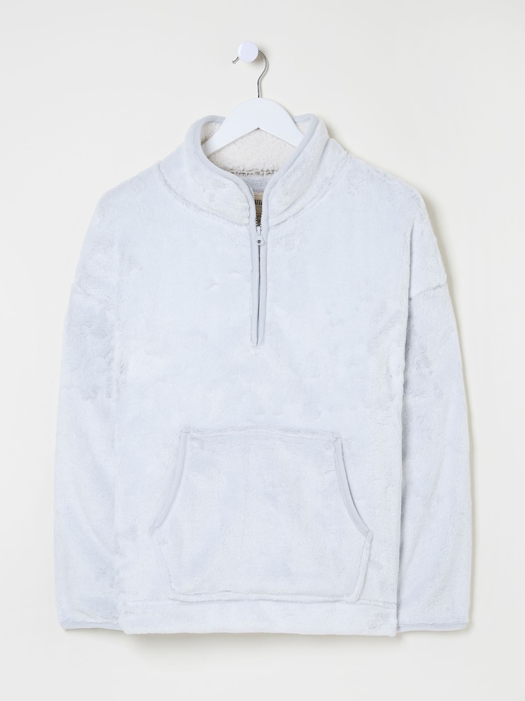 FatFace Christmas Snuggle Grey Half Zip Fleece - Image 5 of 5