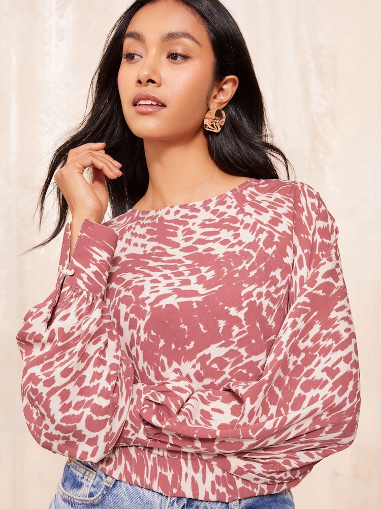 Friends Like These Pink Long Sleeve Cuff Detail Top - Image 1 of 4 Friends Like These Pink Long Sleeve Cuff Detail Top - Image 1 of 4