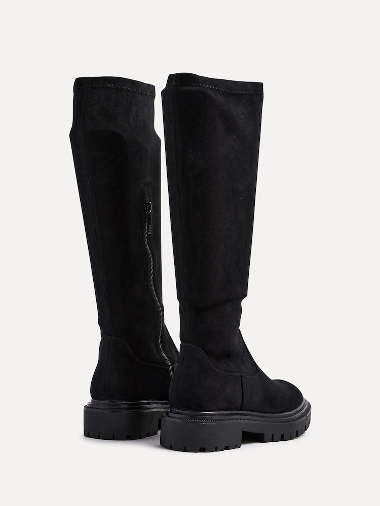 Linzi Black Suede Hallie High Leg Stretch Boots - Image 4 of 5