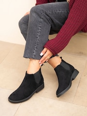 Linzi Black Suede Karina Chelsea Boots With Stretch Side Panel - Image 1 of 6