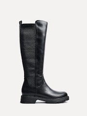 Linzi Black Atlas High Leg Boots With Stretch Side Panel - Image 4 of 7