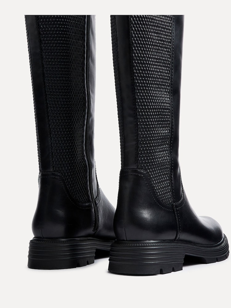 Linzi Black Atlas High Leg Boots With Stretch Side Panel - Image 7 of 7