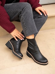 Linzi Black PU Trish Wedged Heel Ankle Boots - Image 1 of 5