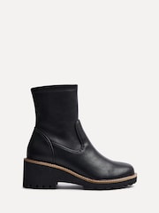 Linzi Black PU Trish Wedged Heel Ankle Boots - Image 2 of 5