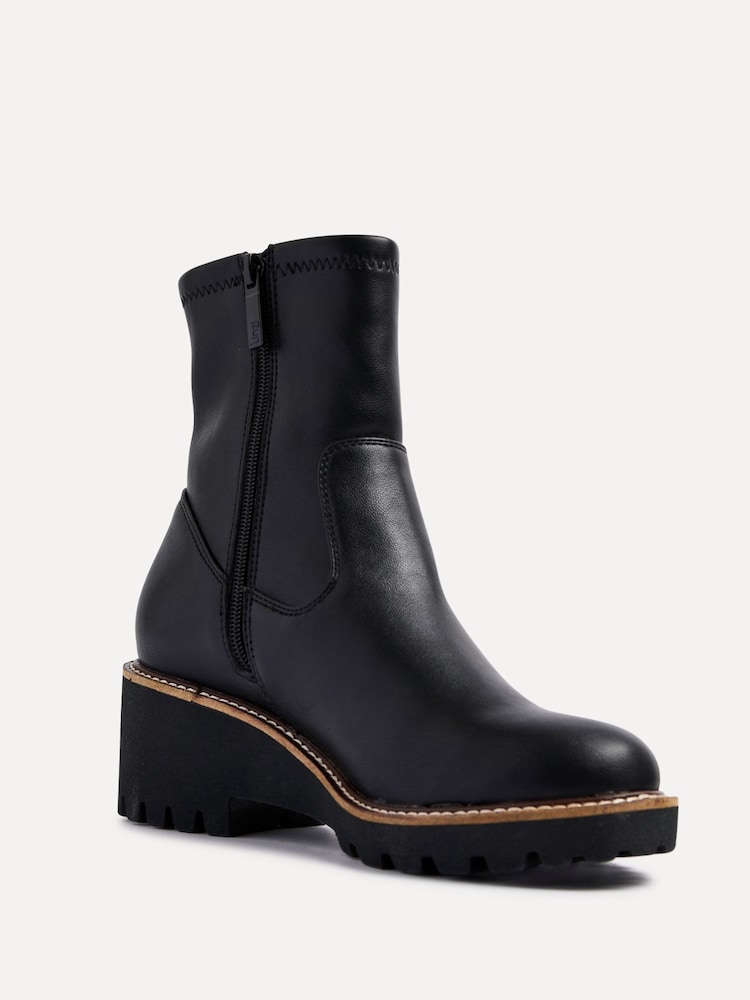 Schwarzes PU - Linzi Trish Stiefeletten mit Keilabsatz - Bild 4 von 4