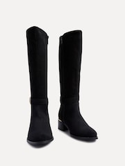Linzi Black Suede Gwen High Leg Heeled Boots With Buckle Detailing - Image 3 of 5