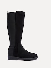 Linzi Black Knight High Leg Boots With Stretch Side Panel - Image 3 of 6