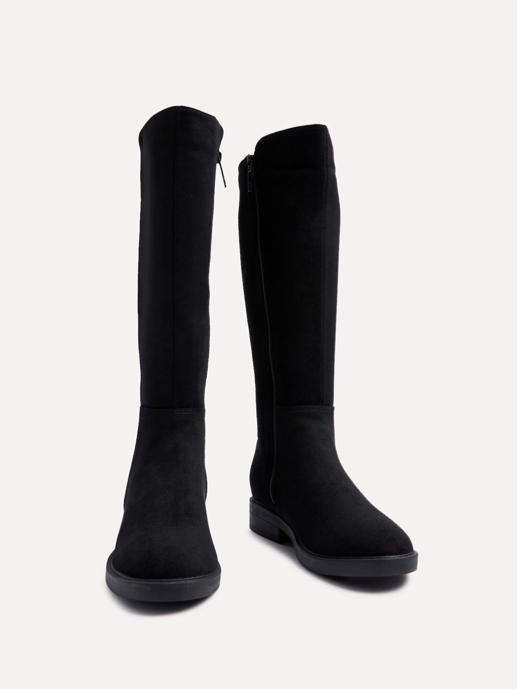 Buy Linzi Black Knight High Leg Boots With Stretch Side