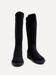 Linzi Black Knight High Leg Boots With Stretch Side Panel - Image 4 of 6