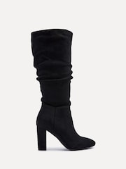Linzi Black Aura High Leg Ruched Boots With Block Heel - Image 3 of 6