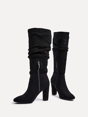 Linzi Black Aura High Leg Ruched Boots With Block Heel - Image 5 of 6