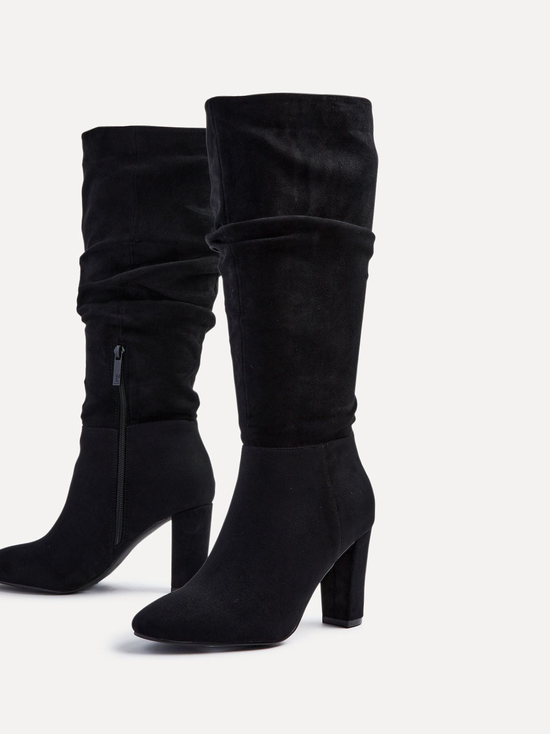 最愛 Buy Linzi Heel Block With Boots Ruched Leg High Aura Black その他