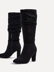 Linzi Black Aura High Leg Ruched Boots With Block Heel - Image 6 of 6