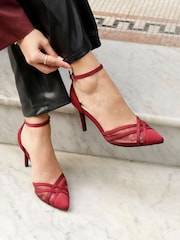 Linzi Burgundy Red Siobhan Mesh Closed Back Court Heels - Image 1 of 6