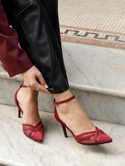 Linzi Burgundy Red Siobhan Mesh Closed Back Court Heels - Image 2 of 6