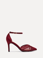 Linzi Burgundy Red Siobhan Mesh Closed Back Court Heels - Image 3 of 6