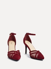 Linzi Burgundy Red Siobhan Mesh Closed Back Court Heels - Image 4 of 6