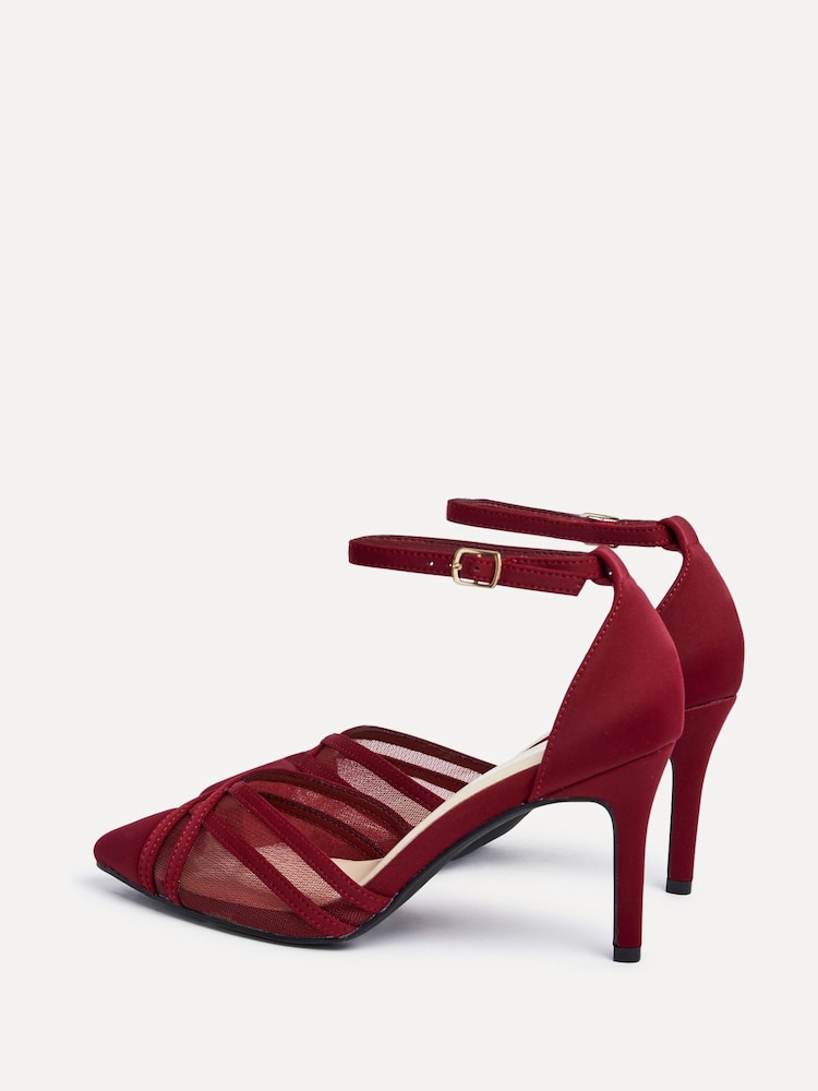 Linzi Burgundy Red Siobhan Mesh Closed Back Court Heels - Image 6 of 6