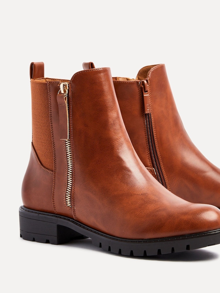 Linzi Brown Peyton Stretch Panel Ankle Boots With Inside Zip - Image 5 of 5