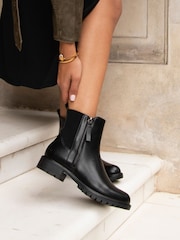 Linzi Black Peyton Stretch Panel Ankle Boots With Inside Zip - Image 1 of 5