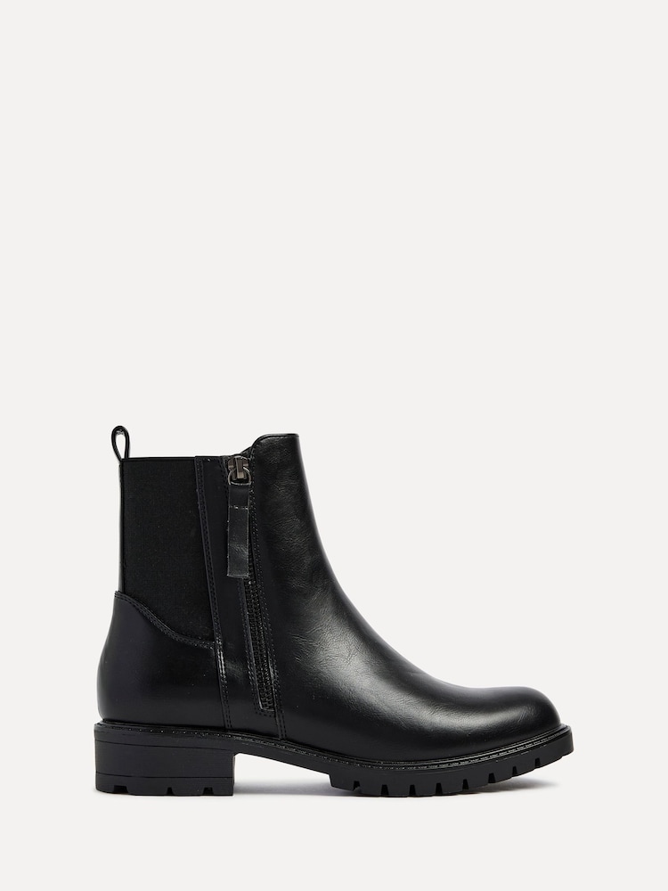Linzi Black Peyton Stretch Panel Ankle Boots With Inside Zip - Image 2 of 5