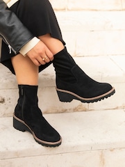 Linzi Black Trish Wedged Heel Ankle Boots - Image 1 of 5