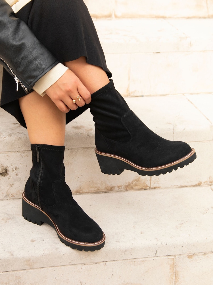 Linzi Black Trish Wedged Heel Ankle Boots - Image 1 of 5