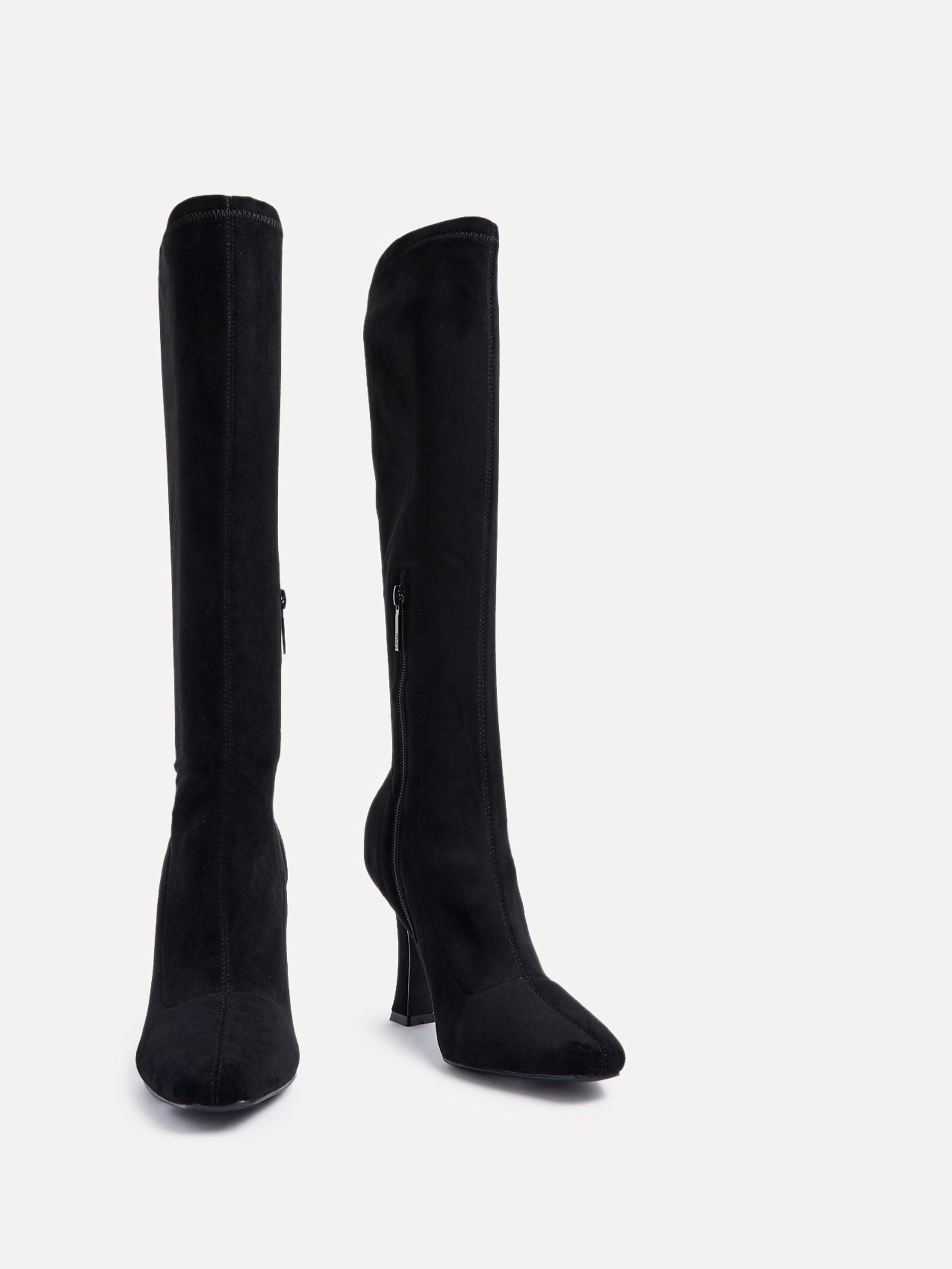 Buy Linzi Black Gabrielle High Leg Stretch Faux Suede Boots from Next Luxembourg