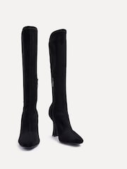 Linzi Black Gabrielle High Leg Stretch Faux Suede Boots - Image 5 of 6