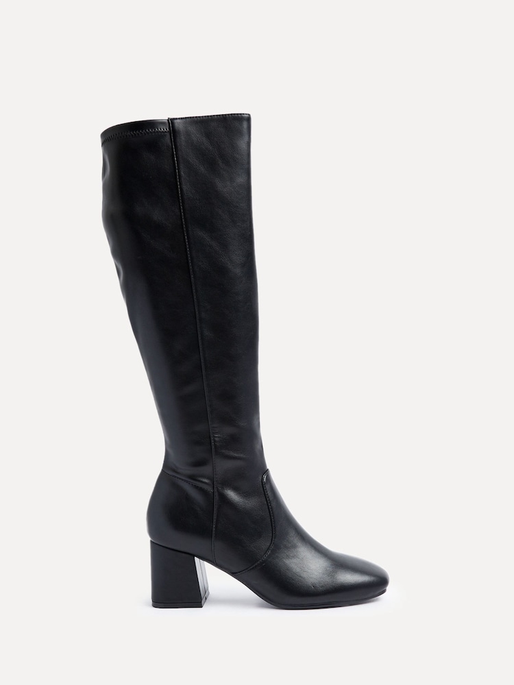 Linzi Black Frosty Block Heeled High Leg Boots - Image 2 of 5