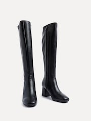 Linzi Black Frosty Block Heeled High Leg Boots - Image 3 of 5