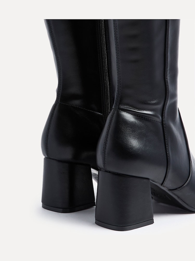 Linzi Black Frosty Block Heeled High Leg Boots - Image 5 of 5