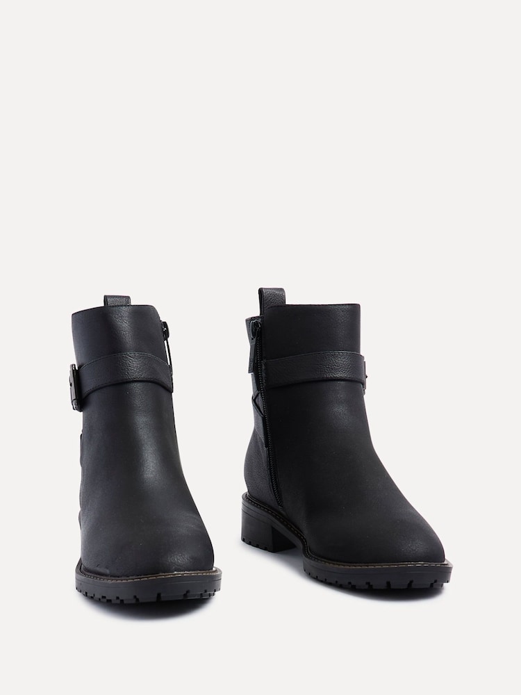 Linzi Black Buckle Detail Ankle Watson Boots - Image 4 of 5