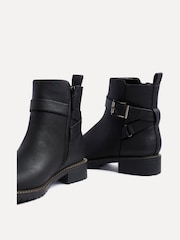Linzi Black Buckle Detail Ankle Watson Boots - Image 5 of 5