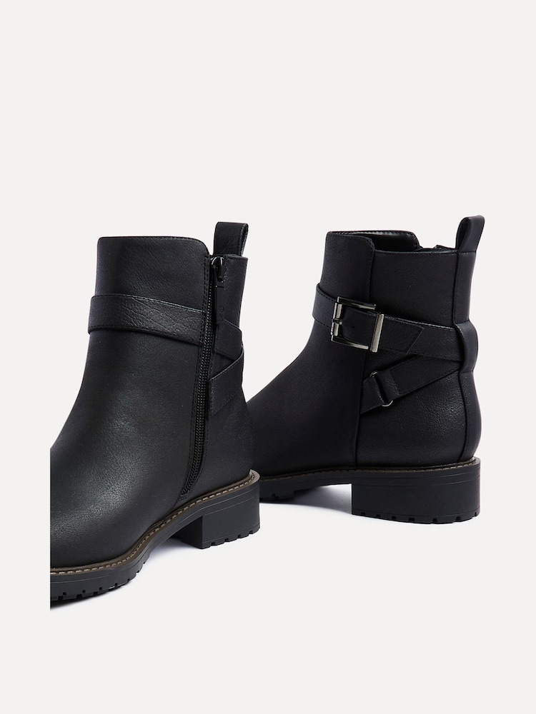 Linzi Black Buckle Detail Ankle Watson Boots - Image 5 of 5