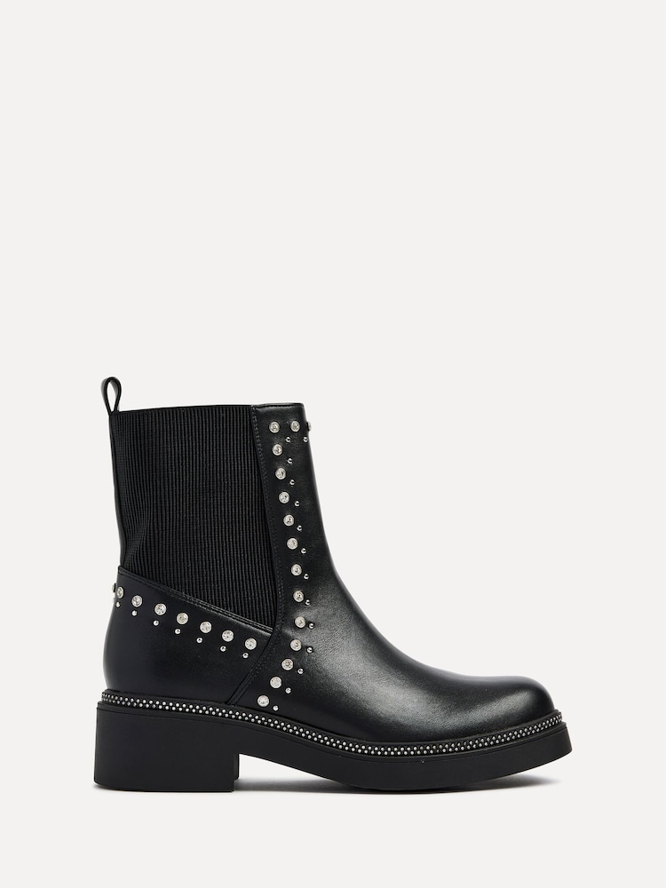 Linzi Black Optic Diamante Embellished Chelsea Boots - Image 2 of 5