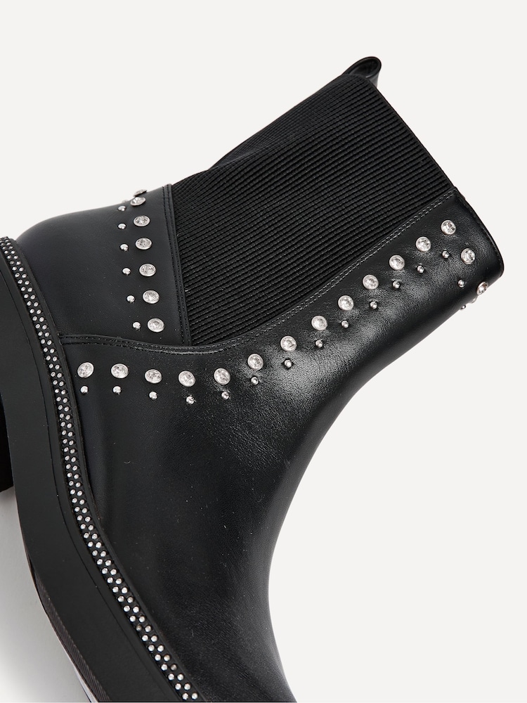 Linzi Black Optic Diamante Embellished Chelsea Boots - Image 5 of 5