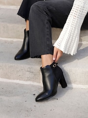 Linzi Black Christi Heeled Ankle Boots With Buckle Detail - Image 2 of 6