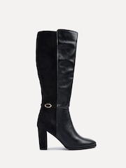 Linzi Black Symone High Leg Block Heeled Boots With Buckle Detail - Image 2 of 5