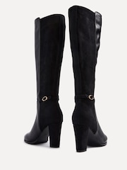 Linzi Black Symone High Leg Block Heeled Boots With Buckle Detail - Image 5 of 5