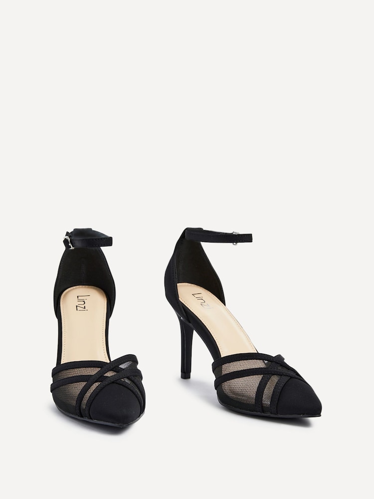 Linzi Black Siobhan Mesh Closed Back Court Heels - Image 4 of 6