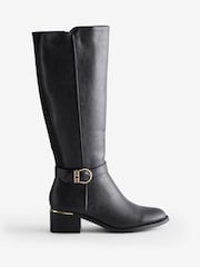 Linzi Black Gaze Croc Patent Chelsea Boots With Soft Stud Detail - Image 1 of 1